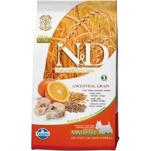 Farmina N&D Low Grain Dog Codfish & Orange Adult Mini - 800 гр фото 1