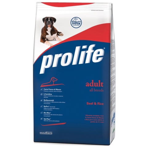 Prolife Dog Adult сухой корм для собак с говядиной и рисом - 800 г фото 2
