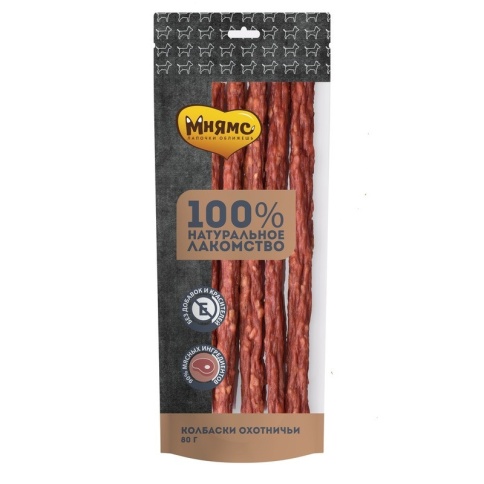 Мнямс лакомство для собак колбаски охотничьи 80 г фото 1