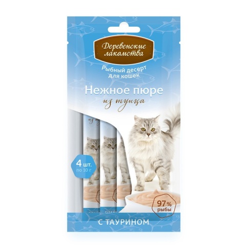 Деревенские лакомства для кошек Нежное пюре из тунца - 40 г фото 2