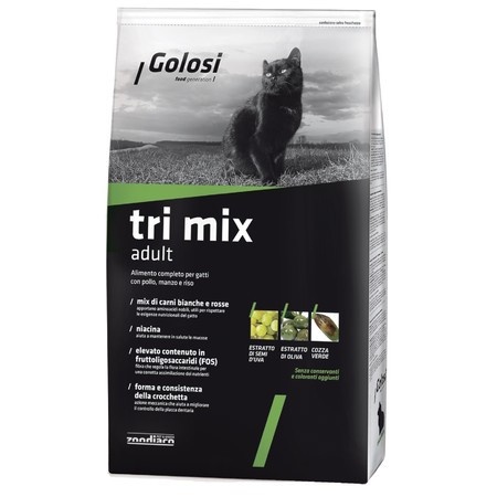 Golosi Cat Adult Tri Mix сухой корм для кошек с курицей, говядиной и рисом - 1,5 кг фото 1