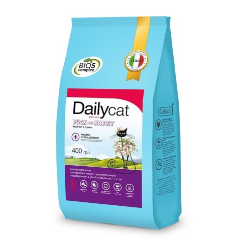Dailycat Grain Free Adult сухой беззерновой корм для взрослых кошек с уткой и кроликом - 400 г фото 1