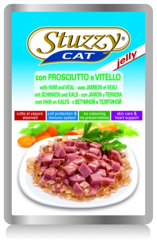 Stuzzy Cat для кошек в паучах с ветчиной и телятиной в желе - 100 г фото 1