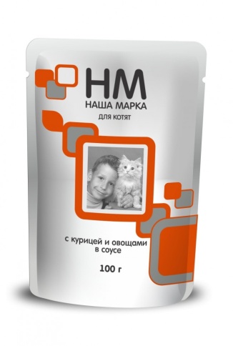Наша Марка для котят с курицей и овощами 100 г (паучи) фото 1