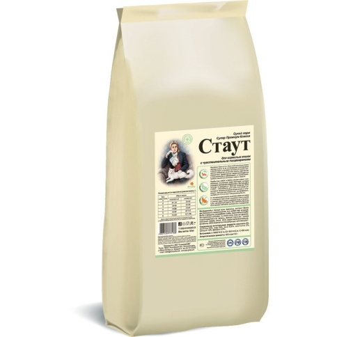 Стаут сухой корм для взрослых кошек всех пород с чувствительным пищеварением с мясом и злаками - 15 кг фото 1