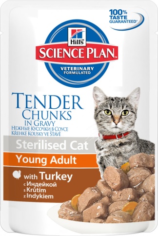 Влажный корм Hill's Science Plan для молодых стерилизованных кошек и кастрированных котов, пауч с индейкой в соусе - 85 г фото 1