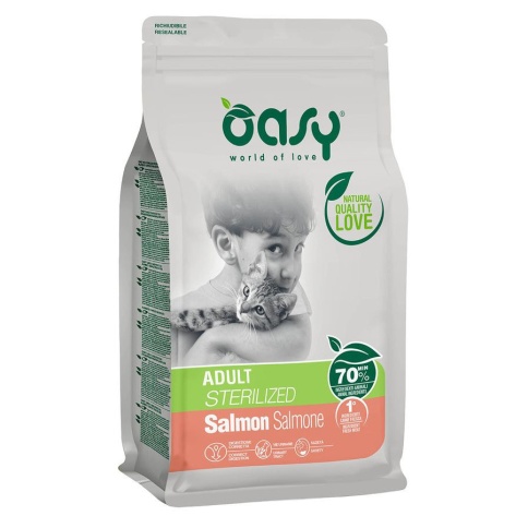 Oasy Dry Cat сухой корм для взрослых стерилизованных кошек с лососем фото 1