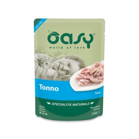 Oasy Wet cat Specialita Naturali Tuna дополнительное питание для кошек с тунцом в паучах - 70 г фото 1