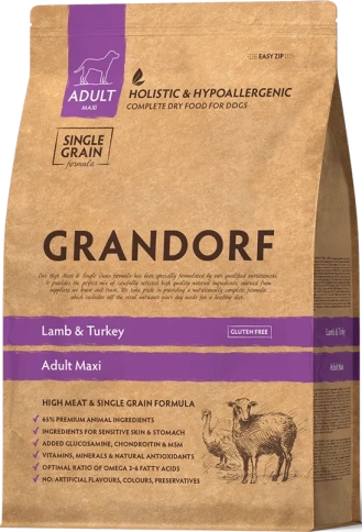 Сухой корм Grandorf Lamb & Turkey Maxi Ягненок с индейкой для взрослых собак крупных пород, 3 кг фото 1