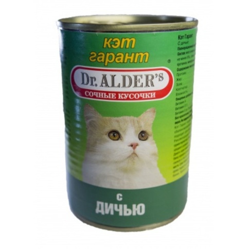 Консервы Dr. Alder's Cat Garant для взрослых кошек с дичью 415 г фото 2