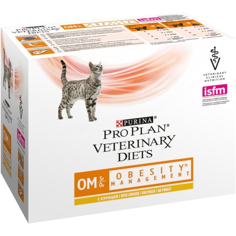 Purina Pro Plan Veterinary Diets OM паучи для кошек с ожирением с курицей - 85 г фото 1