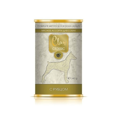 Clan Classic влажный корм для собак мясное ассорти с рубцом в консервах - 340 г фото 1