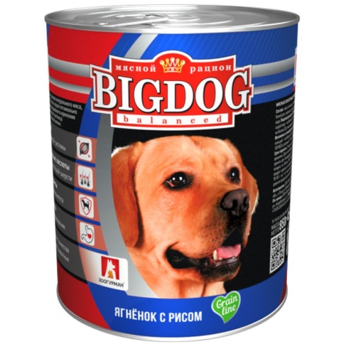 Зоогурман Big Dog Grain line влажный корм для взрослых собак всех пород с ягненком и рисом - 850 г фото 1