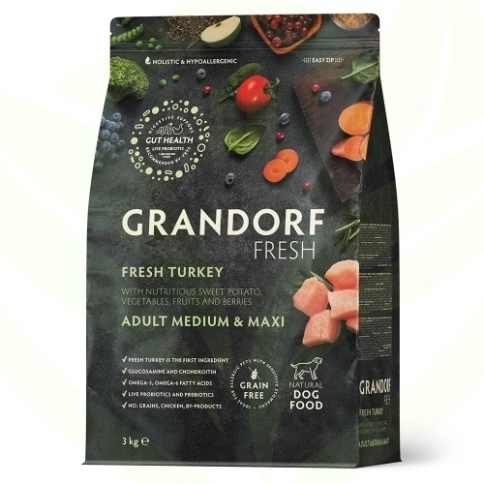 Сухой корм Grandorf Fresh индейка с бататом беззерновой для взрослых собак средних и крупных пород, 3 кг фото 10