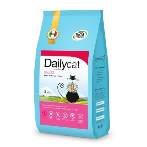 Dailycat Grain Free Adult Steri lite сухой беззерновой корм для стерилизованных кошек со свининой - 3 кг фото 1