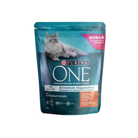 Сухой корм Purina One для взрослых кошек с курицей и цельным злаками - 750 г фото 1