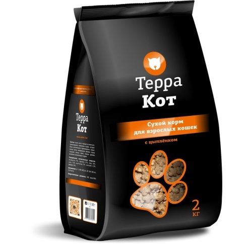 Терра Кот сухой корм для взрослых кошек всех пород с цыпленком - 2 кг фото 1