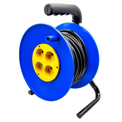 Удлинитель на катушке У1С-4-30 4 розетки, с заземлением, ПВС 3х1,5, 30м (1/1) фото 1