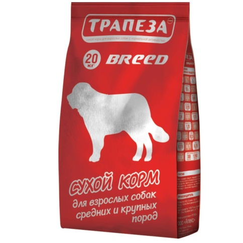Сухой корм Трапеза Breed для взрослых собак средних и крупных пород с говядиной - 20 кг фото 1