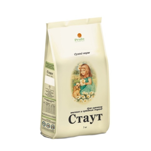 Стаут сухой корм для щенков мелких и средних пород с мясом и злаками - 3 кг фото 1