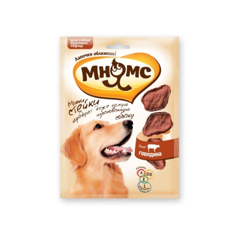 Мнямс лакомство Стейки с говядиной для собак крупных пород - 75 г фото 2
