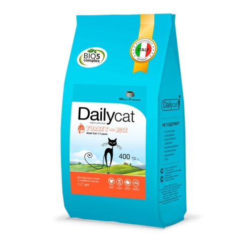 Сухой корм Dailycat Adult Turkey & Rice для взрослых кошек с индейкой и рисом 400 г фото 2