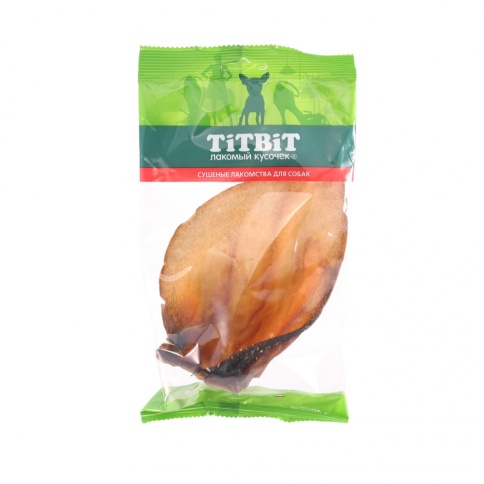 TiTBiT Ухо говяжье вяленое 1 для собак - мягкая упаковка фото 1