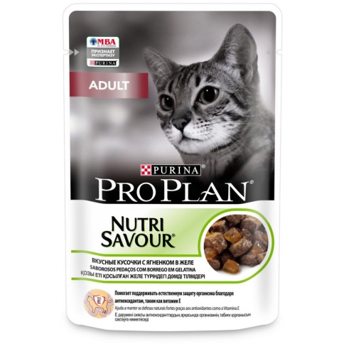 Влажный корм Purina Pro Plan Nutri Savour для взрослых кошек с ягненком в желе - 85 г фото 1
