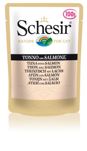Schesir для кошек в паучах с тунцом и лососем - 100 г фото 1