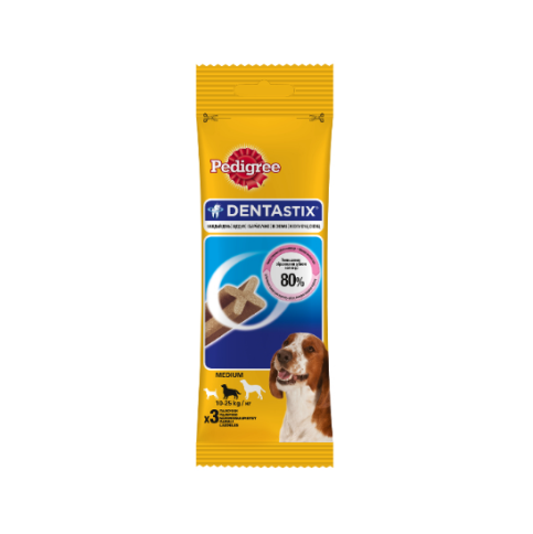 Pedigree Denta Stix лакомство для взрослых собак средних пород с мясом - 77 г фото 1