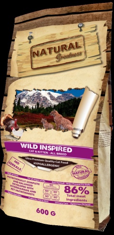 Natural Greatness Wild Instinct Recipe сухой корм для взрослых кошек с курицей, индейкой и лососем - 600 г фото 1