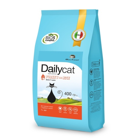 Сухой корм Dailycat Senior Turkey and Rice для пожилых кошек с индейкой и рисом 400 г фото 2