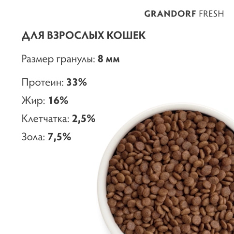 Сухой корм Grandorf Fresh Cat для взрослых кошек чувствительное пищеварение или склонность к аллергии ягненок с бататом 2 кг фото 9
