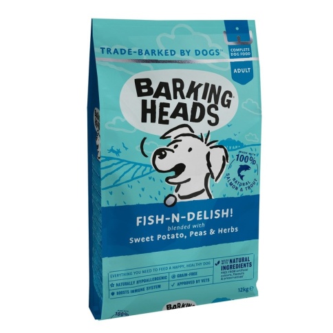 Сухой беззерновой корм Barking Heads Fish-n-Delish для взрослых собак с лососем, форелью и бататом - 2 кг фото 1