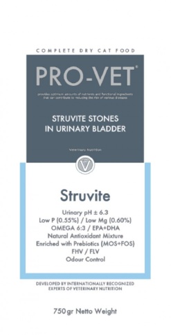 PRO-VET Struvite корм для кошек всех пород для профилактики и лечения мочекаменной болезни 750 гр фото 1