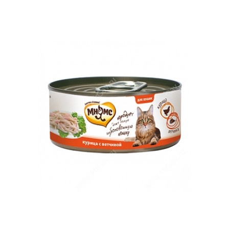 Мнямс консервы Курица с ветчиной в нежном желе для кошек - 70 г фото 1