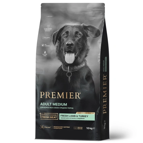 Сухой корм Premier Dog Lamb&Turkey ADULT Medium для собак средних пород свежее мясо ягненок с индейкой 10 кг фото 1