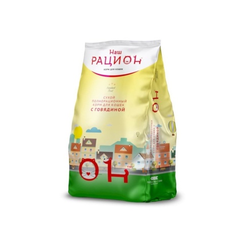 Наш рацион сухой корм для взрослых кошек с говядиной 0,4 кг фото 1
