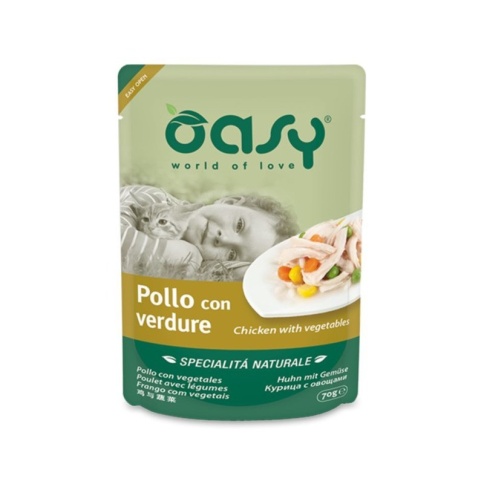 Oasy Wet cat Specialita Naturali Chicken Vegetables дополнительное питание для кошек с курицей и овощами в паучах - 70 г фото 1