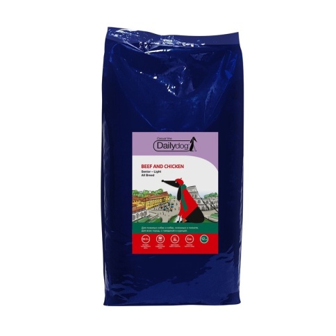 Dailydog Casual Line Senior-Light All Breed сухой корм для пожилых собак и собак склонных к ожирению всех пород с говядиной и курицей 12 кг фото 1