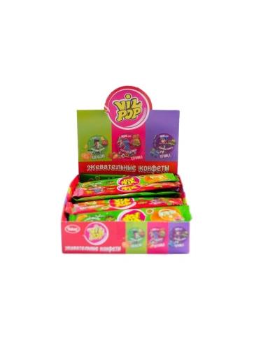 Жевательные конфеты "Vil Pop" со вкусом апельсина, клубники, черники 10г фото 1