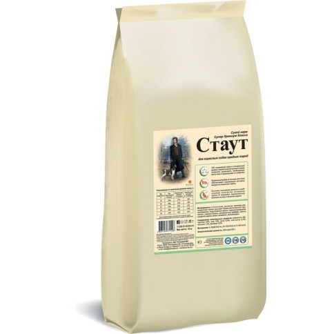 Стаут сухой корм для взрослых собак средних пород с мясом и злаками - 15 кг фото 1