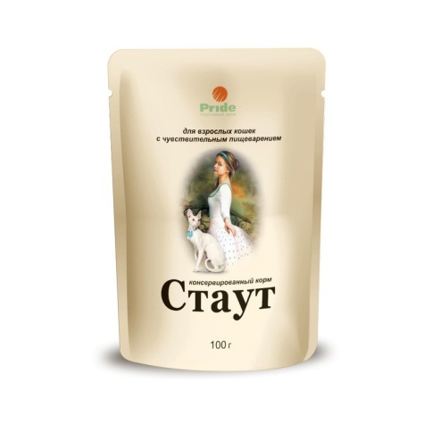 Стаут влажный корм для взрослых кошек всех пород с чувствительным пищеварением с мясом, рыбой и овощами - 100 г фото 1