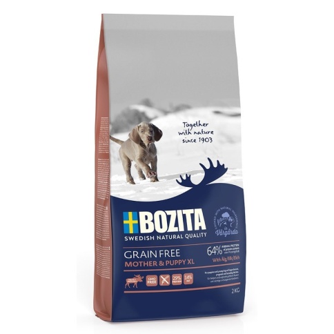Bozita Grain Free Mother & Puppy XL, Elk 29/14 сухой корм беззерновой для щенков и юниоров крупных пород, беременных и кормящих сук с лосем - 2 кг фото 1
