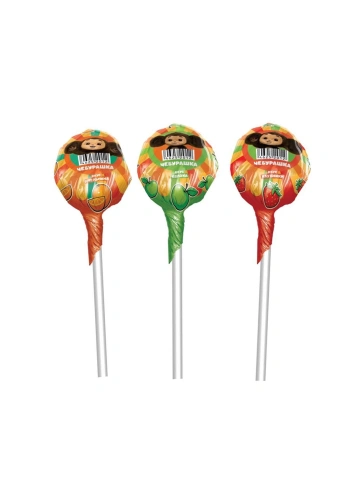 Карамель на палочке со вкусами апельсина, клубники, яблока "SWEET BAR" (ЧЕБУРАШКА) 11г фото 1