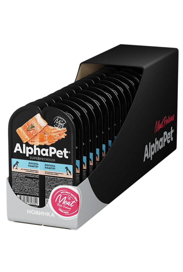 Влажный корм ALPHAPET Superpremium ламистер паштет Salmon для щенков, беременных и кормящих собак, с лососем, 100 г фото 4
