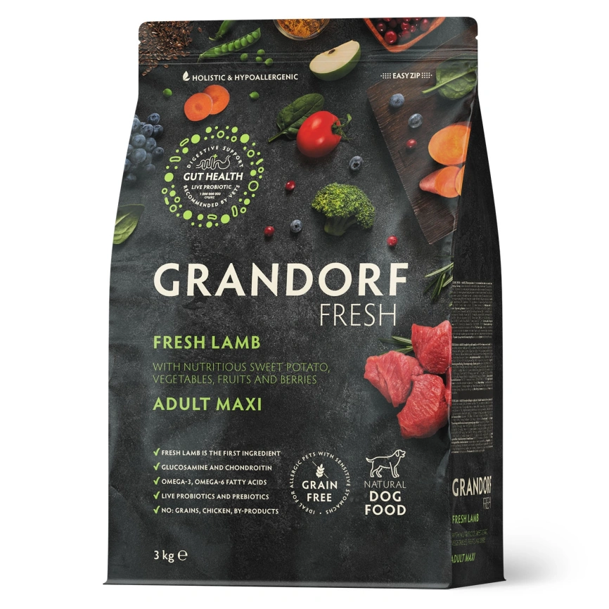 Сухой корм Grandorf Fresh Dog Lamb & Sweet Potato для взрослых собак крупных пород чувствительное пищеварение или склонность к аллергии ягненок, с бататом, 10 кг фото 1