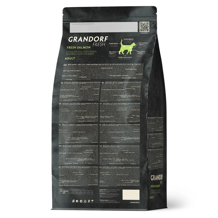 Сухой корм Grandorf Fresh Cat Salmon & Sweet Potato для взрослых кошек для здоровья кожи и шерсти или склонных к аллергии лосось, с бататом, 2 кг фото 2