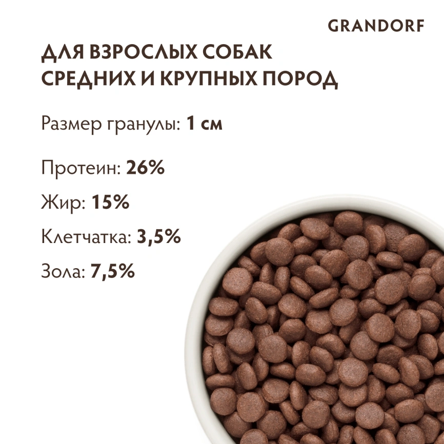 Сухой корм Grandorf Med & Maxi Lamb & Turkey для взрослых собак средних и крупных пород, с ягненком и индейкой, 1 кг фото 9