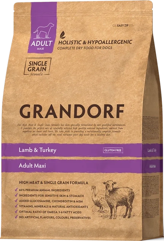 Сухой корм Grandorf Maxi Lamb & Turkey для взрослых собак крупных пород, с ягненком и индейкой, 3 кг фото 1